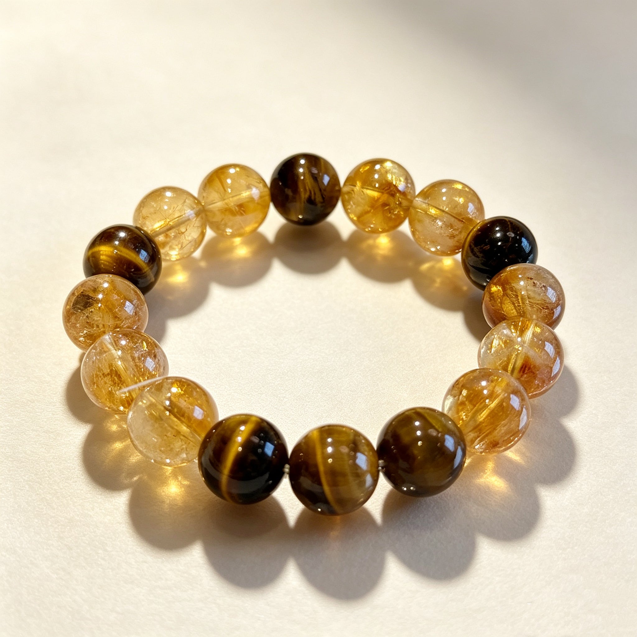 Golden Guardian: Natural Citrine & Tiger's Eye Wealth Shield Bracelet