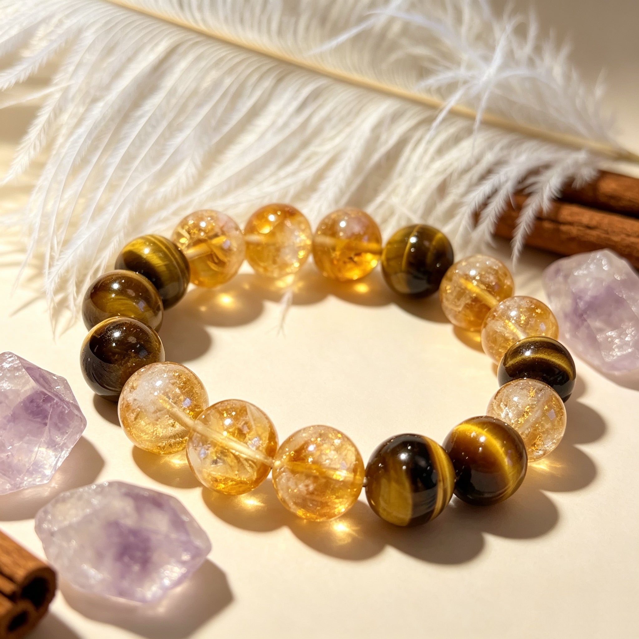 Golden Guardian: Natural Citrine & Tiger's Eye Wealth Shield Bracelet
