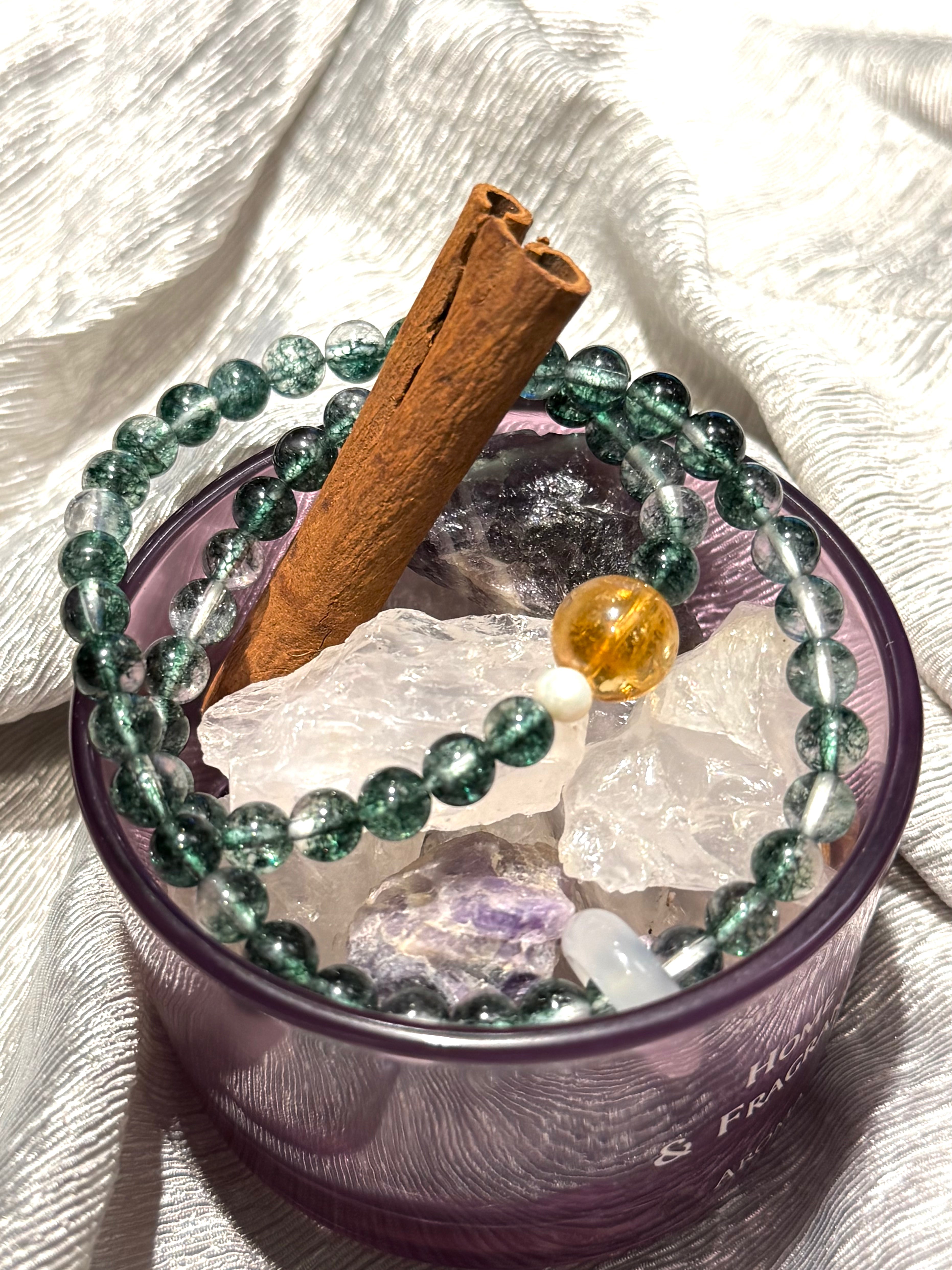 Eastern Serenity Rose Quartz & Garden Quartz Blessing Bracelet with 'Make a Wish' Charms