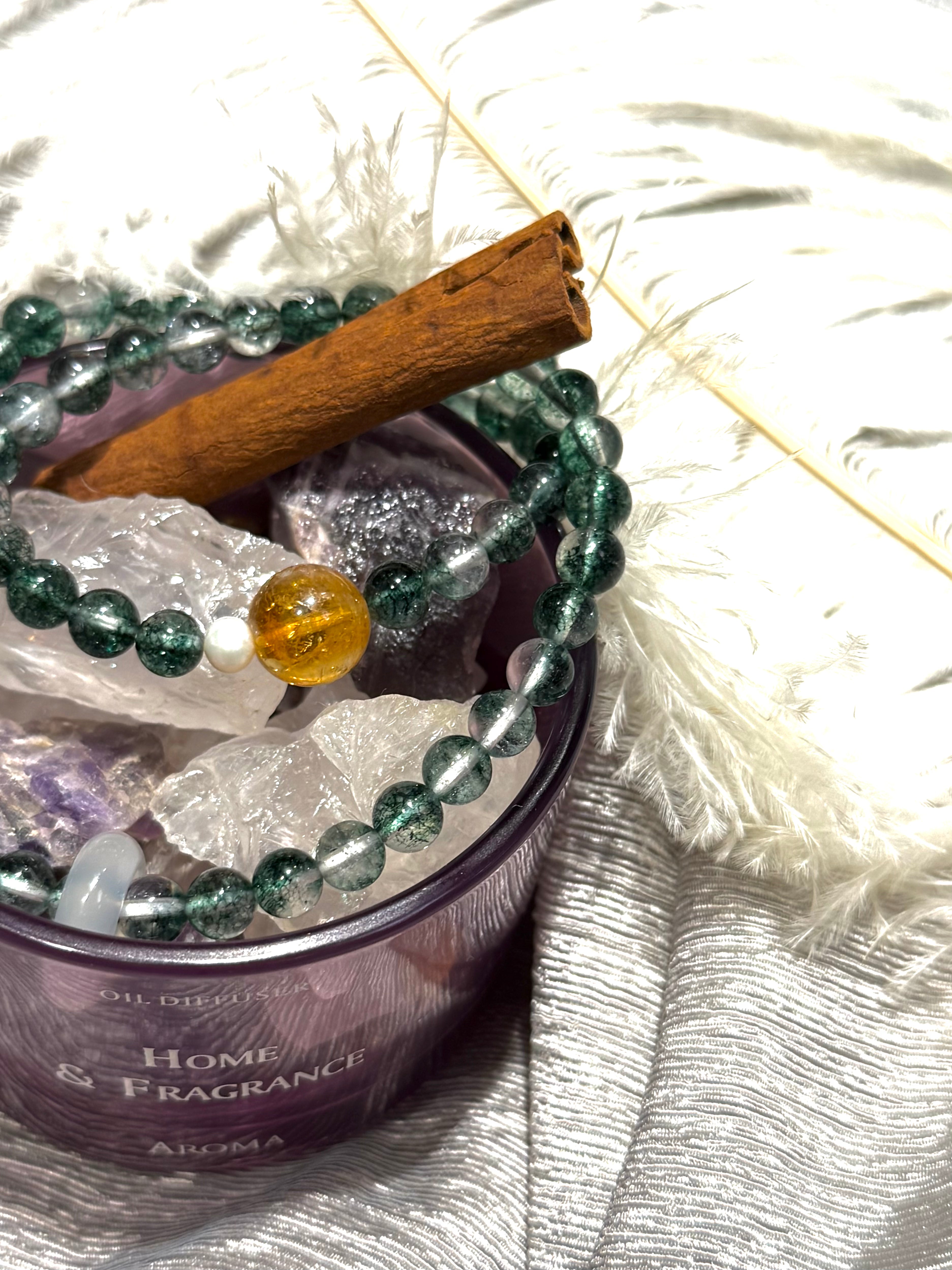 Eastern Serenity Rose Quartz & Garden Quartz Blessing Bracelet with 'Make a Wish' Charms